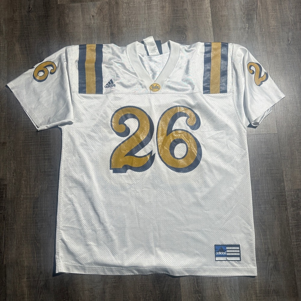 Vintage Adidas UCLA Bruins Football Jersey Mens Large‎ White #26 NCAA Mesh Retro